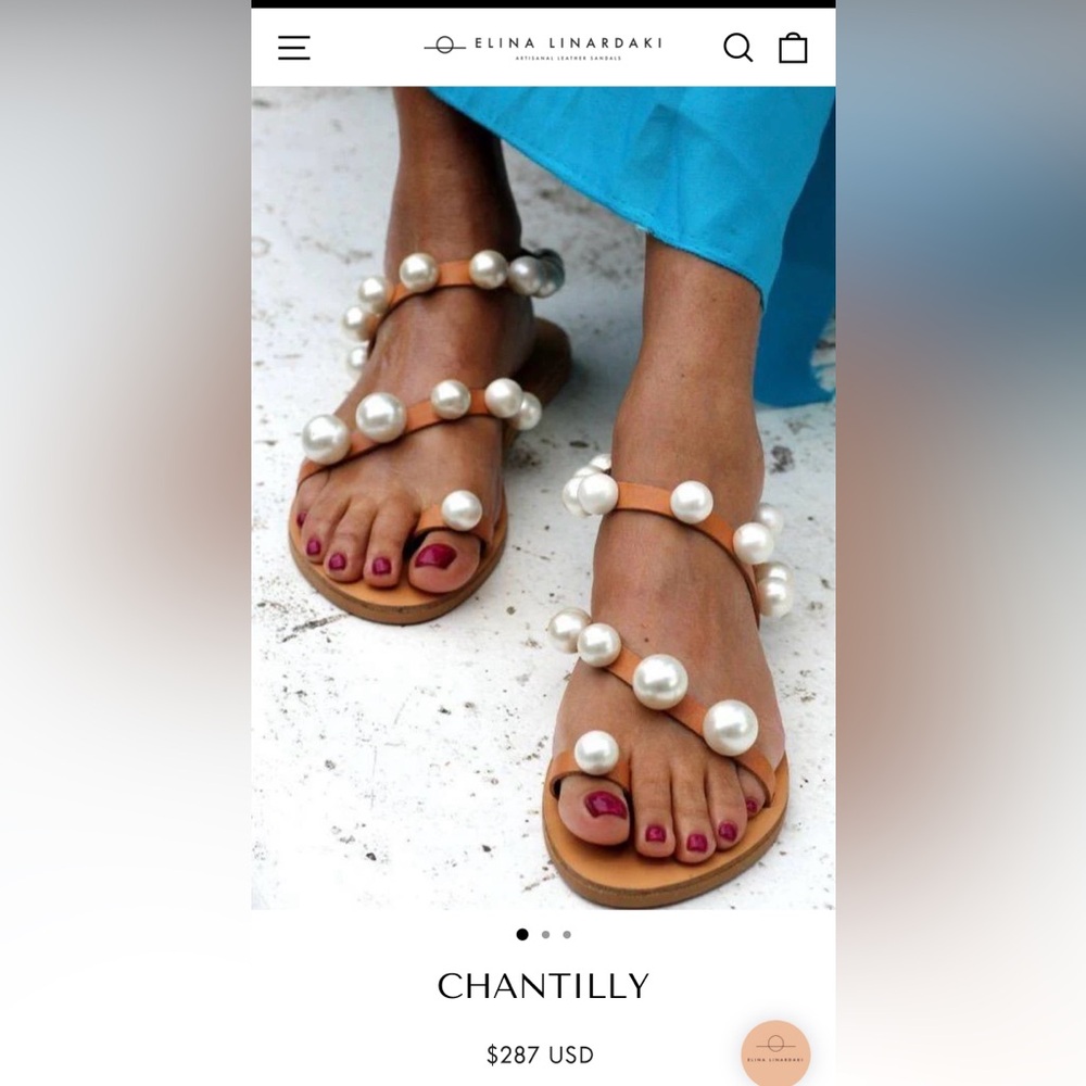 Elina Linardaki Chantilly pearl sandals sz 39